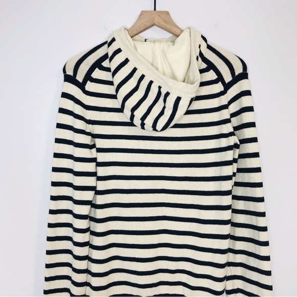 H&M LOGG Henley Nautical Stripes Sailor Cotton Knit Hoodie Pullover Sweater - Picture 4 of 10